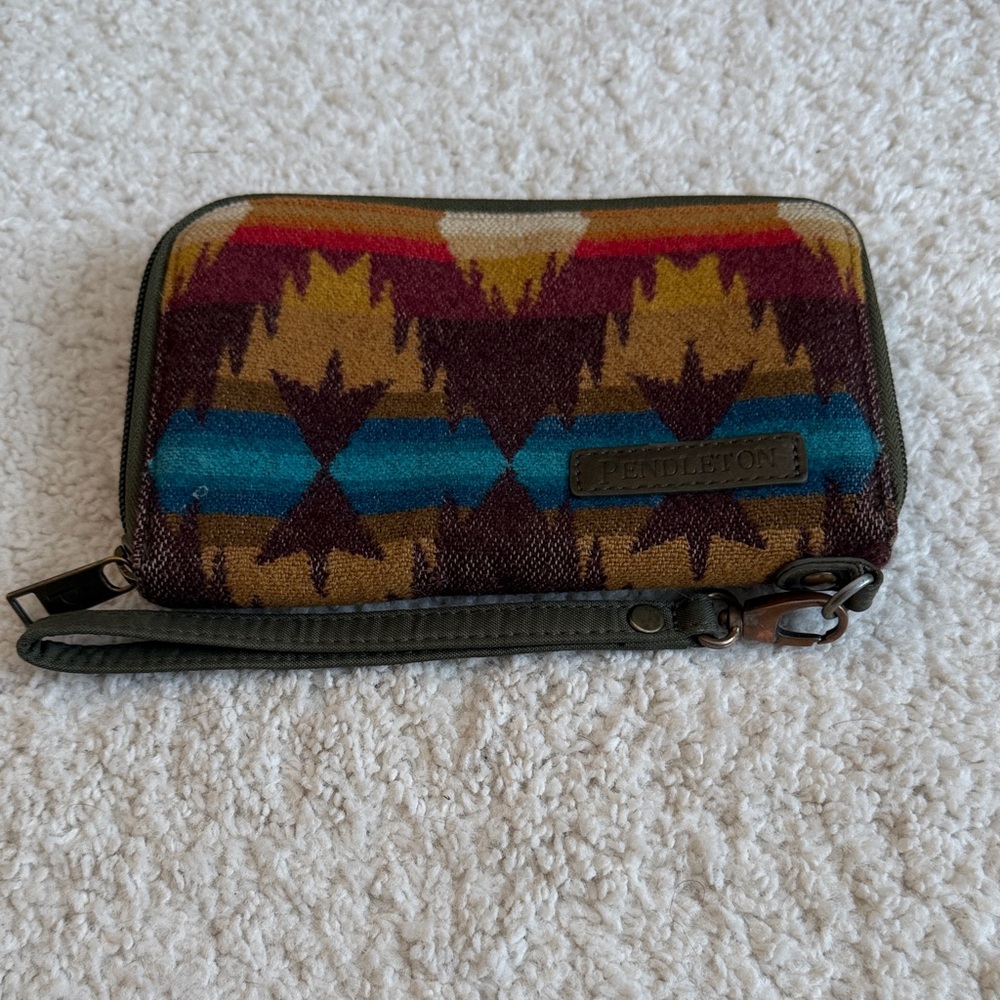 Pendleton Wool Wristlet Wallet - Teal, Mustard, Maroon, Brown